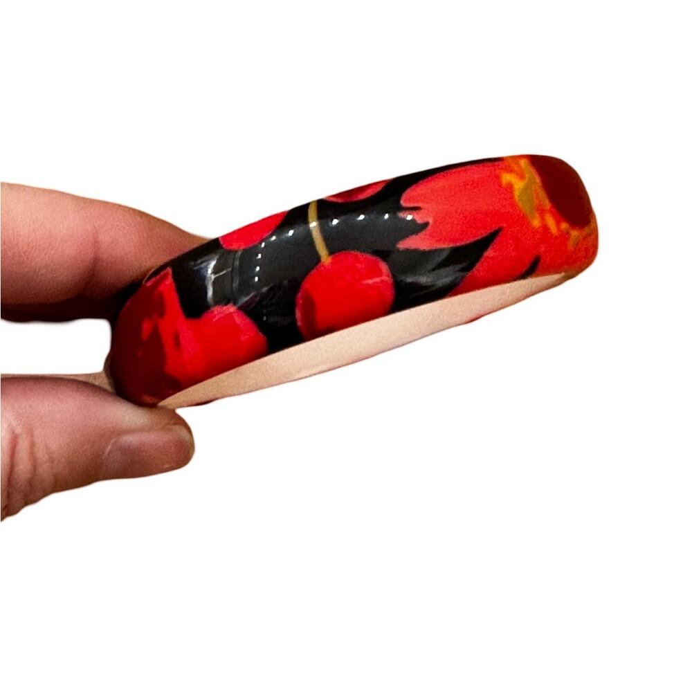 Cherrycore Vintage Flower and Cherry Red Black Bangle